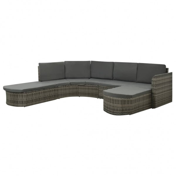 Set de muebles de jardín 4 pzas y cojines ratán sintético gris D