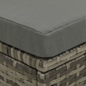 4 pcs conjunto lounge de jardim c/ almofadões vime PE cinzento H