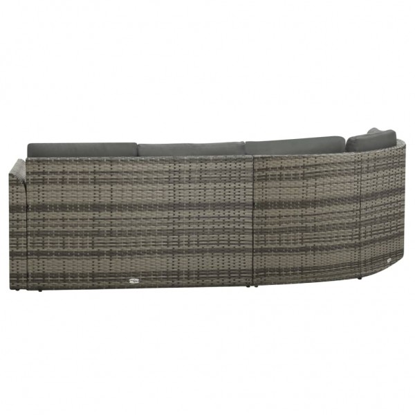 4 pcs conjunto lounge de jardim c/ almofadões vime PE cinzento M 5