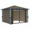 Gazebo com cortina 300x300 cm alumínio cinzento-acastanhado 4