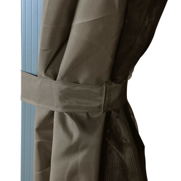 Cenador con cortina gris taupe aluminio 300x300 cm M 5