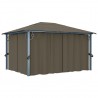 Gazebo com cortina 400x300 cm alumínio cinzento-acastanhado 1