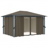 Gazebo com cortina 400x300 cm alumínio cinzento-acastanhado 2