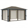 Gazebo com cortina 400x300 cm alumínio cinzento-acastanhado 4