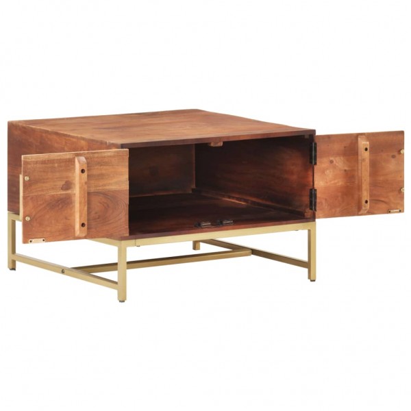 Mesa de centro madera maciza de acacia marrón miel 67x67x45 cm M 4