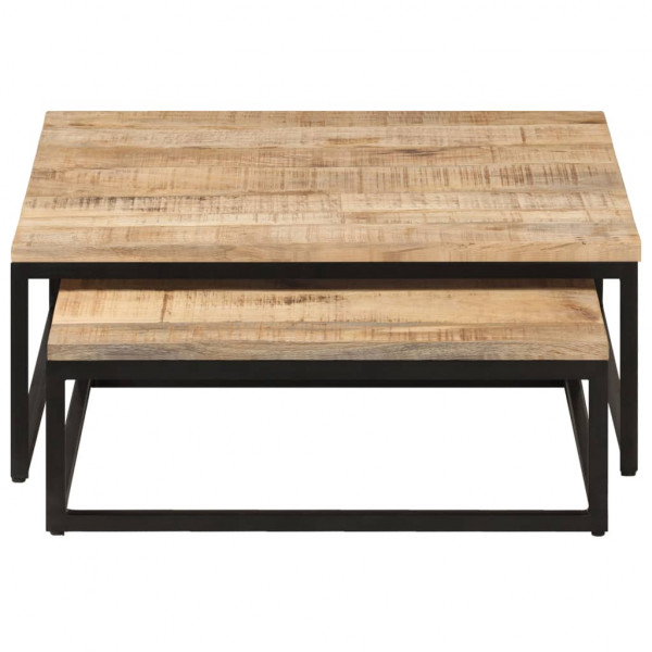 Mesas de centro de encastrar 2 pcs madeira de mangueira maciça M 4