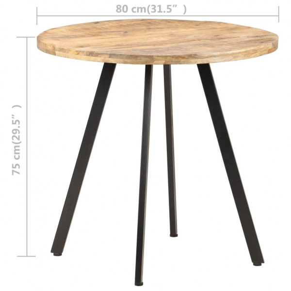 Mesa de comedor de madera de mango rugosa 80 cm M 4