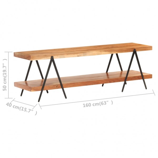 Mueble para TV de madera maciza de acacia 160x40x50 cm M 5
