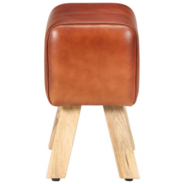 Banco potro gimnasio cuero auténtico madera mango marrón 38 cm M 4