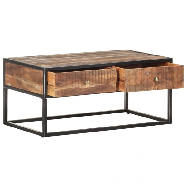 Mesa de centro de madera de acacia rugosa 90x50x40 cm M 2
