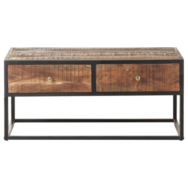 Mesa de centro de madera de acacia rugosa 90x50x40 cm M 3