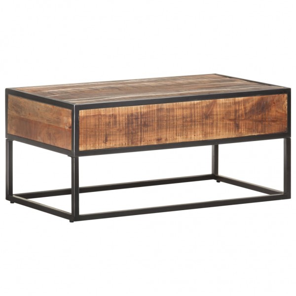 Mesa de centro de madera de acacia rugosa 90x50x40 cm M 4