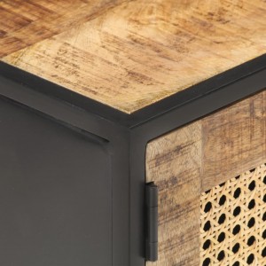 Mueble para TV madera mango rugosa y caña natural 90x30x40 cm H