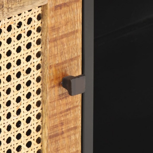 Mueble para TV madera mango rugosa y caña natural 90x30x40 cm M 3