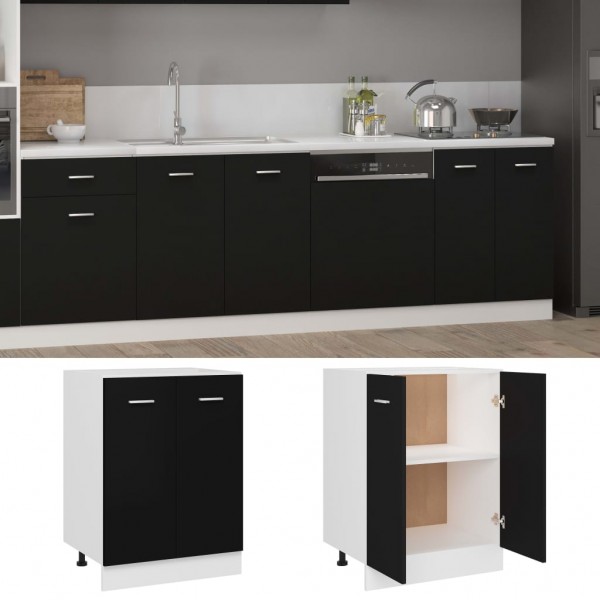 Armario inferior de cocina contrachapada negro 60x46x81.5 cm M 3