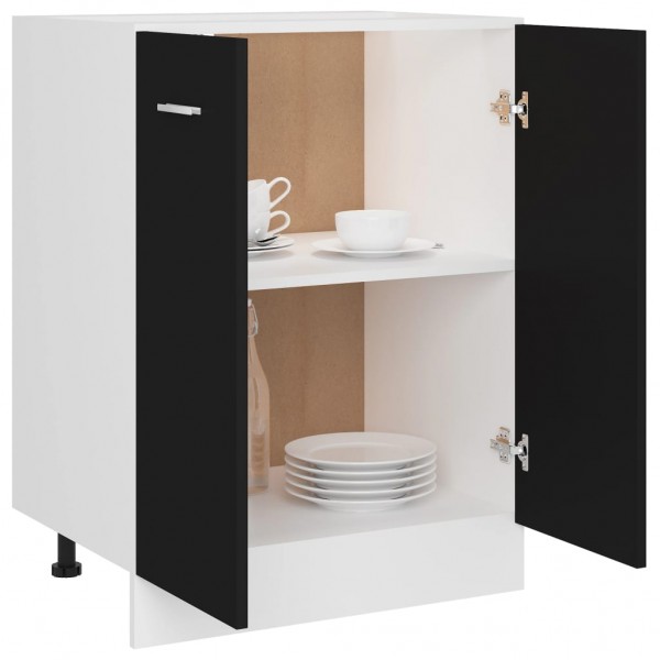 Armario inferior de cocina contrachapada negro 60x46x81.5 cm M 5
