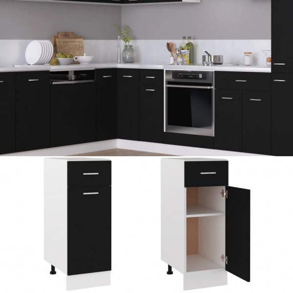 Armario inferior cajón cocina contrachapada negro 30x46x81.5cm M 3