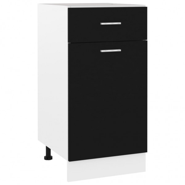 Armario inferior cajón cocina contrachapada negro 40x46x81.5cm M 2