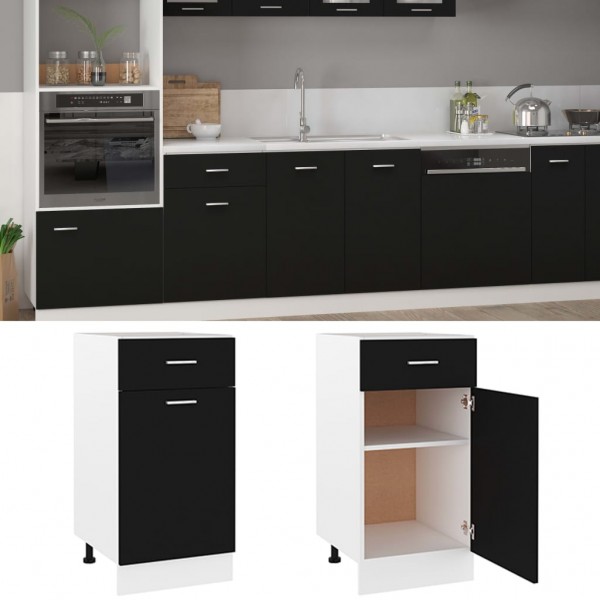 Armario inferior cajón cocina contrachapada negro 40x46x81.5cm M 3