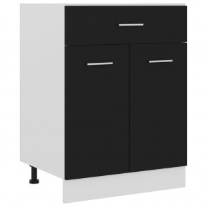 Armario inferior cajón cocina contrachapada negro 60x46x81.5cm H