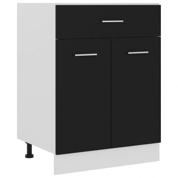 Armario inferior cajón cocina contrachapada negro 60x46x81.5cm M 2