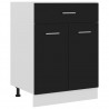 Armario inferior cajón cocina contrachapada negro 60x46x81.5cm 2