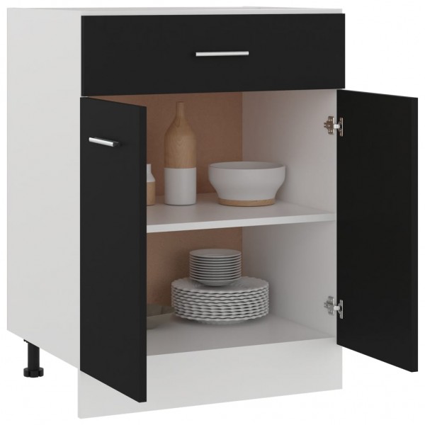 Armario inferior cajón cocina contrachapada negro 60x46x81.5cm M 4