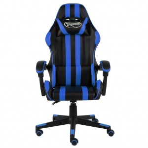 Silla gaming de cuero sintético negro y azul H