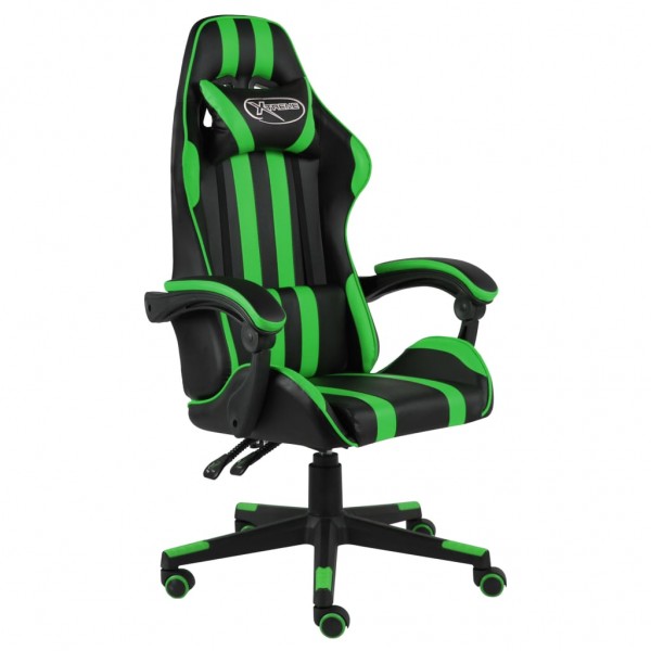 Silla gaming de cuero sintético negro y verde D