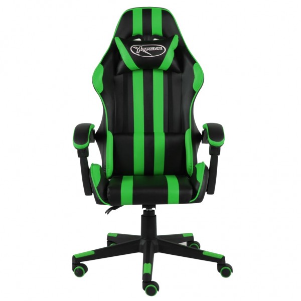 Silla gaming de cuero sintético negro y verde M 2