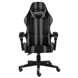 Silla gaming de cuero sintético negro y gris H