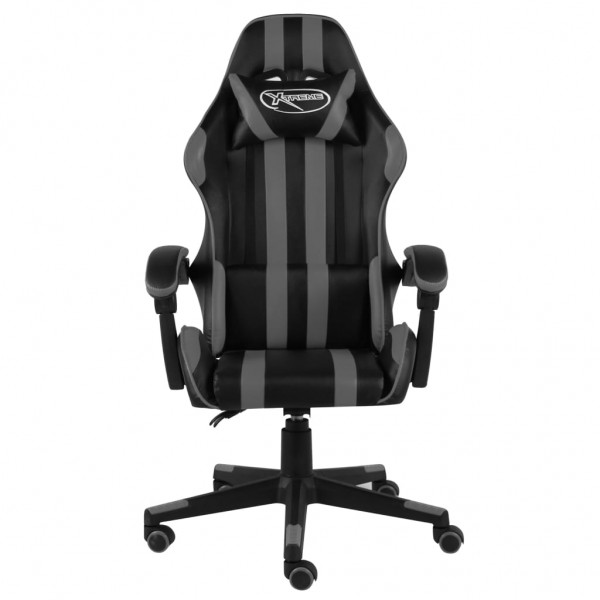 Silla gaming de cuero sintético negro y gris M 2