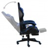 Silla gaming con reposapiés cuero sintético negro y azul 3