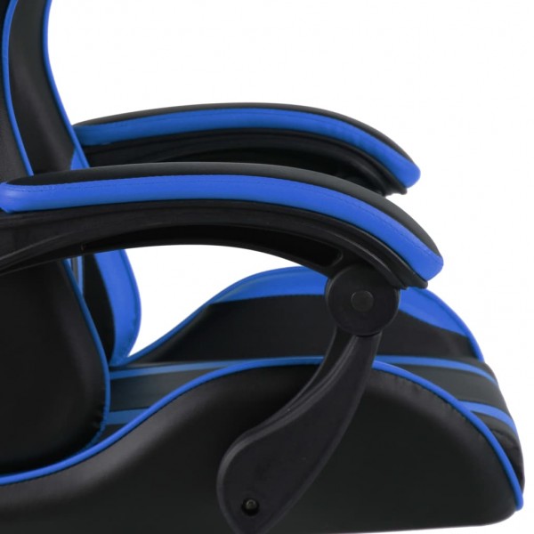 Silla gaming con reposapiés cuero sintético negro y azul M 5