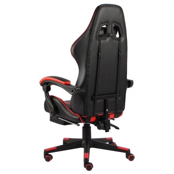 Silla gaming con reposapiés cuero sintético negro y rojo M 4