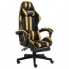 Silla gaming con reposapiés cuero sintético negro y dorado 1