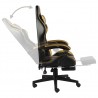 Silla gaming con reposapiés cuero sintético negro y dorado 3