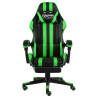 Silla gaming con reposapiés cuero sintético negro y verde 2
