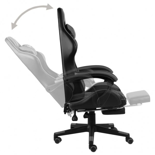 Silla gaming con reposapiés cuero sintético negro y gris M 3