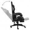 Silla gaming con reposapiés cuero sintético negro y gris 3