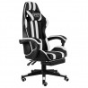 Silla gaming con reposapiés cuero sintético negro y blanco 2