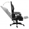 Silla gaming con reposapiés cuero sintético negro y blanco 3