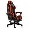 Silla gaming con reposapiés cuero sintético negro y naranja 1