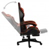 Silla gaming con reposapiés cuero sintético negro y naranja 3
