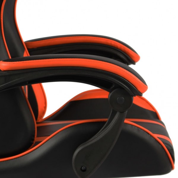 Silla gaming con reposapiés cuero sintético negro y naranja M 5