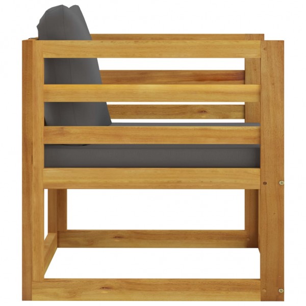 Silla de jardín con cojines gris oscuro madera maciza acacia M 3