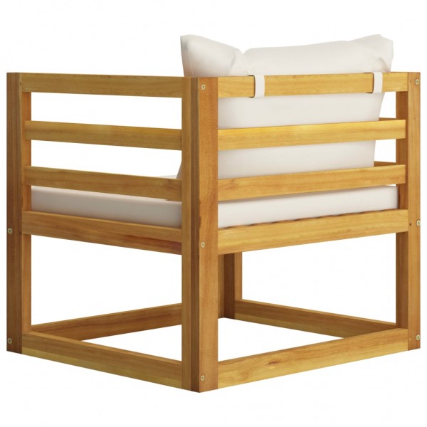Silla de jardín y cojines color crema madera maciza de acacia M 4