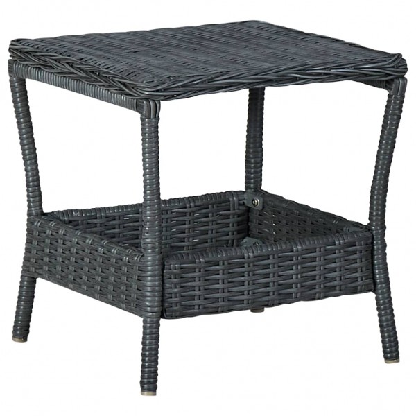 Mesa de jardín ratán sintético gris oscuro 45x45x46.5 cm D