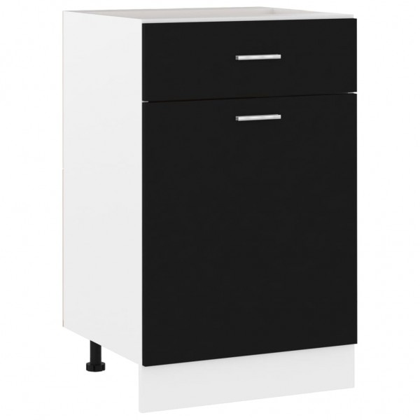Armario inferior cajón cocina contrachapada negro 50x46x81.5 cm M 2