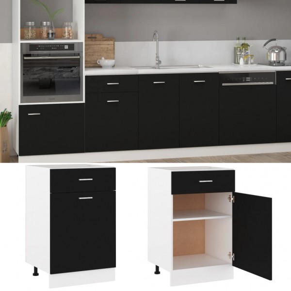 Armario inferior cajón cocina contrachapada negro 50x46x81.5 cm M 3